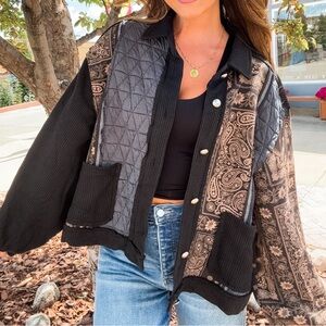 NWOT🖤POL Corduroy Jacquard Patchwork Jacket Small